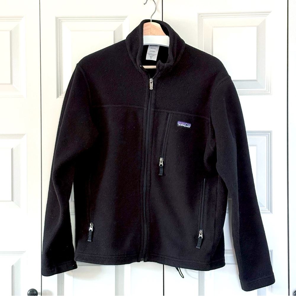 Patagonia Synchilla Mens Medium Black Full Zip Sweater Jacket Full Fleece Active
